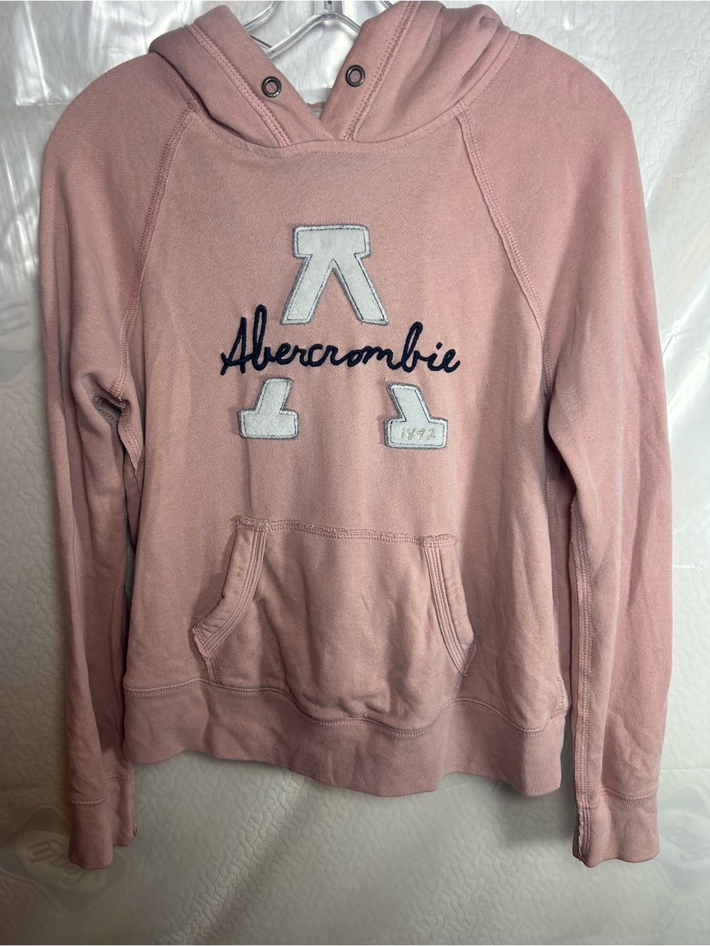 Abercrombie & Fitch Dusty Pink Pullover Hoodie with Script Logo